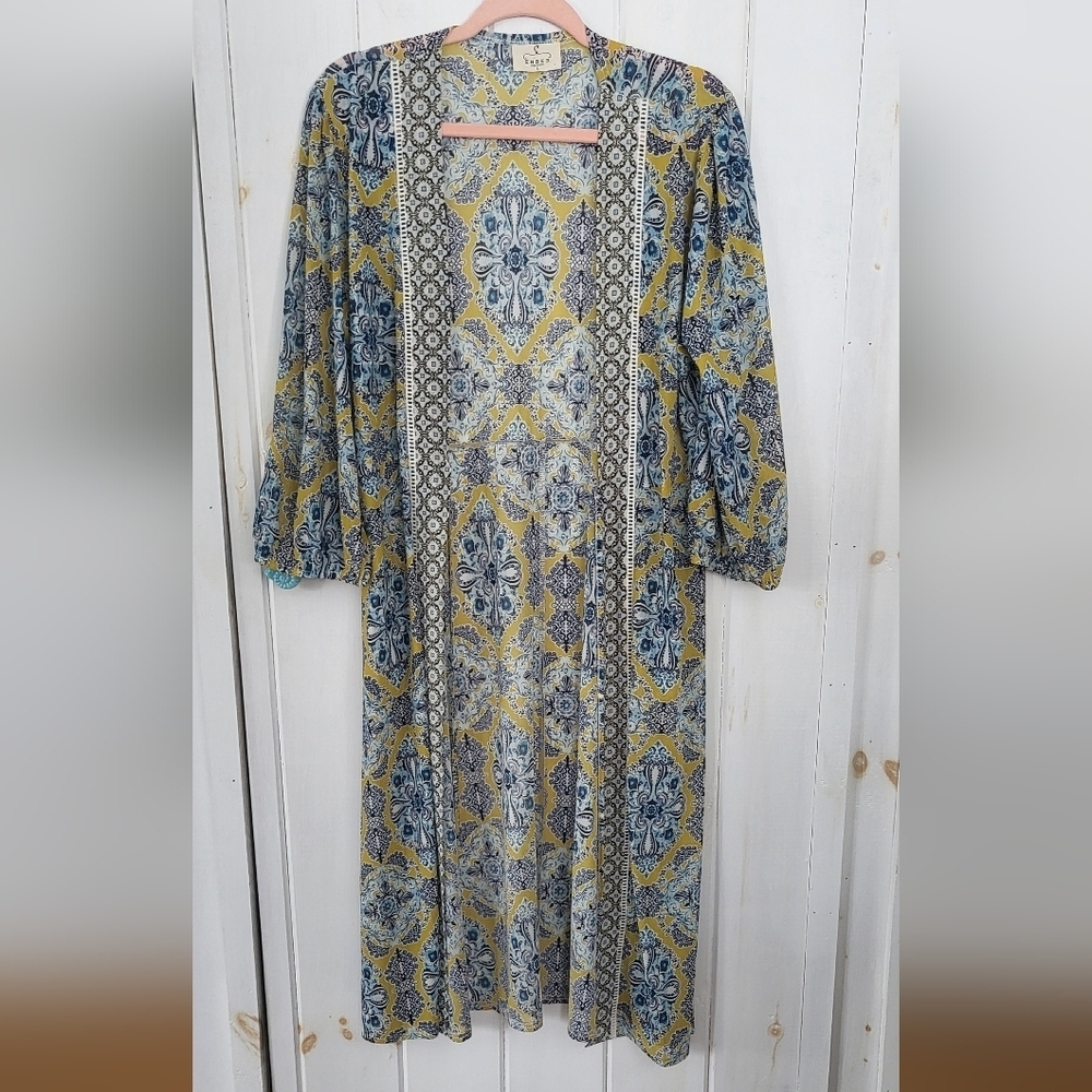 Ember Kimono Topper Multicolor Animal Print Sheer Stretch Open Front